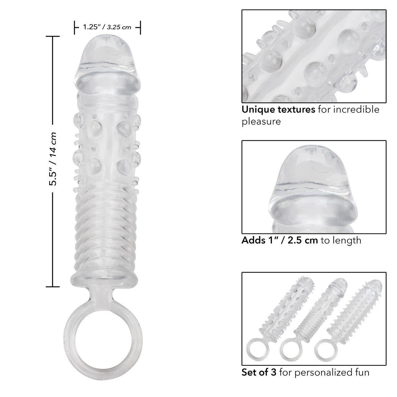 Set of 3 Textured Penis Extension Sleeve Kit | Cal Exotics