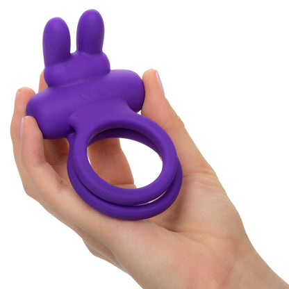 Silicone Rechargeable Dual Rockin’ Rabbit® with dual rings, 7 vibration functions, and waterproof design. Keywords: Silicone Dual Rockin’ Rabbit, vibrating couples enhancer, dual support cock ring, clitoral stimulator, flickering bunny ears, waterproof vibrating ring, rechargeable couples toy, body-safe silicone ring, stamina enhancer, vibrating love ring.