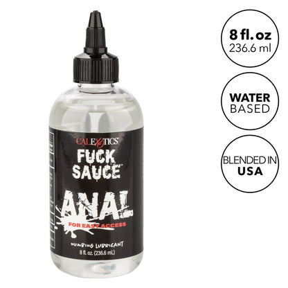 Clear water-based anal numbing lubricant with lidocaine for comfort and prolonged play, hypoallergenic and pH-friendly. 

Fuck Sauce Anal Numbing Lubricant, anal lubricant, lidocaine lube, numbing lube, water-based anal lube, hypoallergenic lubricant, pH-friendly lube, anal play lubricant, CalExotics lube, clear lubricant. 