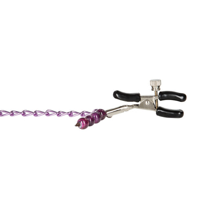 Nipple Play Purple Chain Clamps and Faux Belly Ring