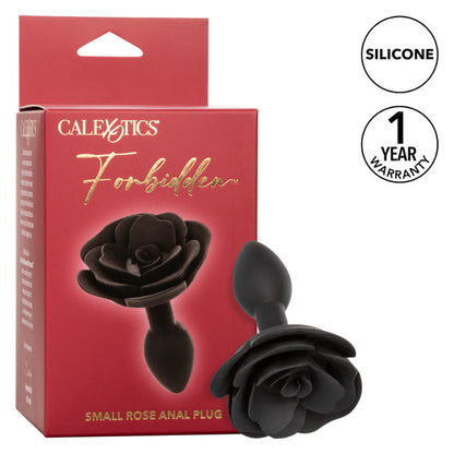 Forbidden™ Small Rose Anal Plug in black, featuring body-safe silicone, tapered design, sturdy base, and waterproof construction for safe and stylish anal pleasure.

small anal plug, beginner anal toy, body-safe silicone anal plug, waterproof anal plug, tapered anal plug, elegant anal toy, rose-themed anal plug, black silicone plug, anal plug with base