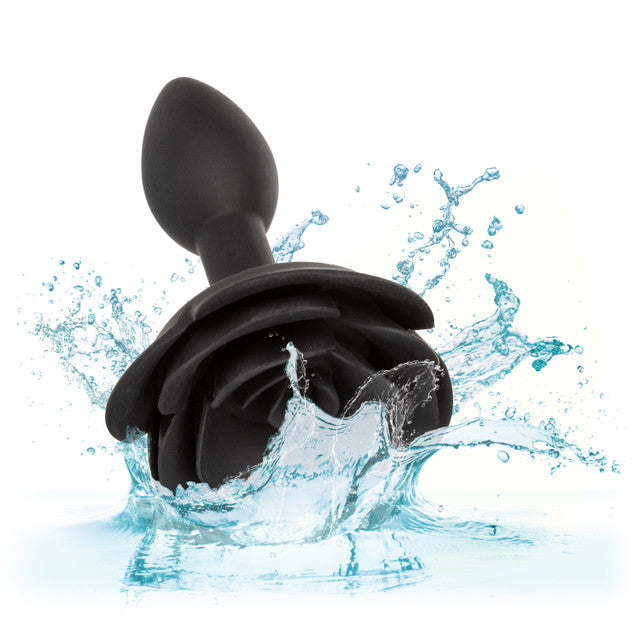 Forbidden™ Small Rose Anal Plug in black, featuring body-safe silicone, tapered design, sturdy base, and waterproof construction for safe and stylish anal pleasure.

small anal plug, beginner anal toy, body-safe silicone anal plug, waterproof anal plug, tapered anal plug, elegant anal toy, rose-themed anal plug, black silicone plug, anal plug with base