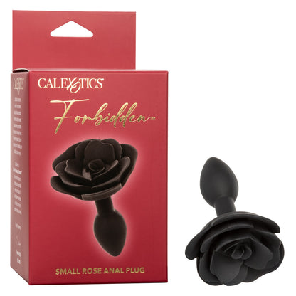 Forbidden™ Small Rose Anal Plug in black, featuring body-safe silicone, tapered design, sturdy base, and waterproof construction for safe and stylish anal pleasure.

small anal plug, beginner anal toy, body-safe silicone anal plug, waterproof anal plug, tapered anal plug, elegant anal toy, rose-themed anal plug, black silicone plug, anal plug with base