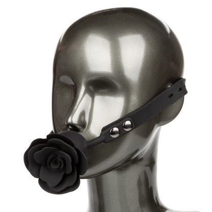 Removable rose ball gag with adjustable silicone straps for stylish BDSM play. Keywords: rose ball gag, removable ball gag, Forbidden rose gag, adjustable BDSM gag, silicone ball gag, breathable ball gag, stylish bondage accessory, hypoallergenic gag, waterproof BDSM gag, rose design gag.