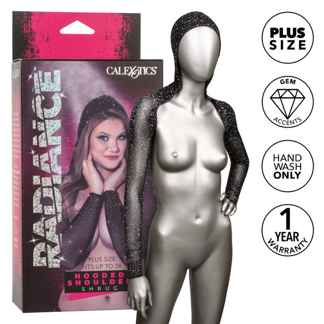 Radiance™ Hooded Shoulder Shrug with Rhinestones | One Size + Plus Size | CalExotics