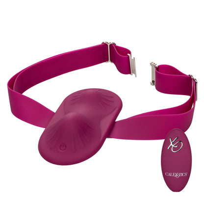 Wine red wearable remote-control massager with adjustable thigh strap and contoured surface.
Keywords: Dual Rider grinder, wearable massager, remote control vibrator, hands-free thigh strap vibe, waterproof silicone massager, rechargeable wearable toy, 12 vibration functions, adjustable strap vibrator, solo play massager, anatomically contoured grinder.