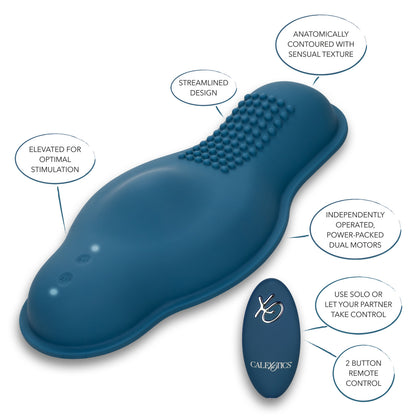 Blue silicone dual-motor massager with nubbed grinding surface, 12 vibration functions, waterproof build, and remote control.
Keywords: dual motor vibrator, remote control massager, waterproof grinding vibrator, blue silicone massager, 12 vibration functions, USB rechargeable vibrator, nubbed grinding massager, phthalate-free massager, self-love vibrator.