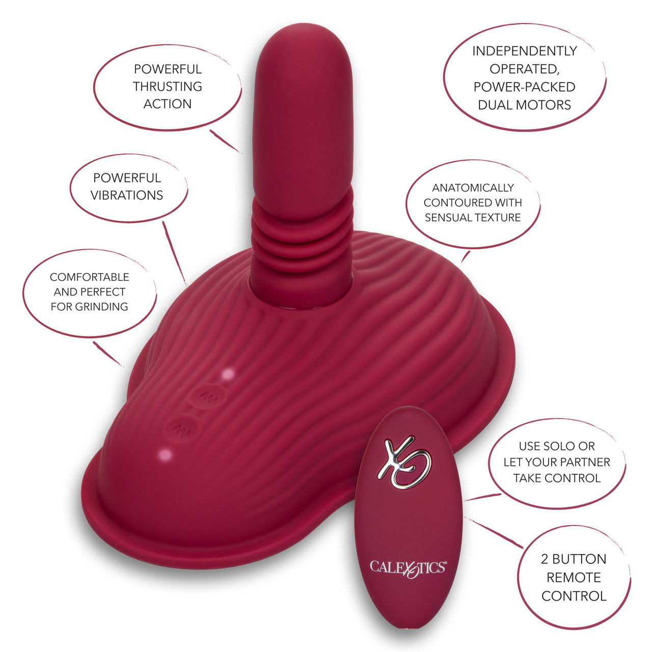 Red silicone thrusting and grinding massager with 12 vibration functions, remote control, ribbed design, and waterproof build.
Keywords: thrusting massager, remote control vibrator, waterproof thrusting toy, red silicone massager, 12 vibration functions, ribbed grinding vibrator, USB rechargeable massager, dual motor vibrator, self-love massager.