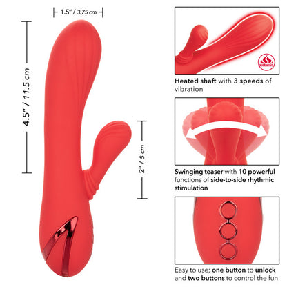 Swinging Teaser Heated Rechargeable Silicone Rabbit Vibrator | California Dreaming Palisades Passion