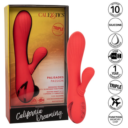 Swinging Teaser Heated Rechargeable Silicone Rabbit Vibrator | California Dreaming Palisades Passion