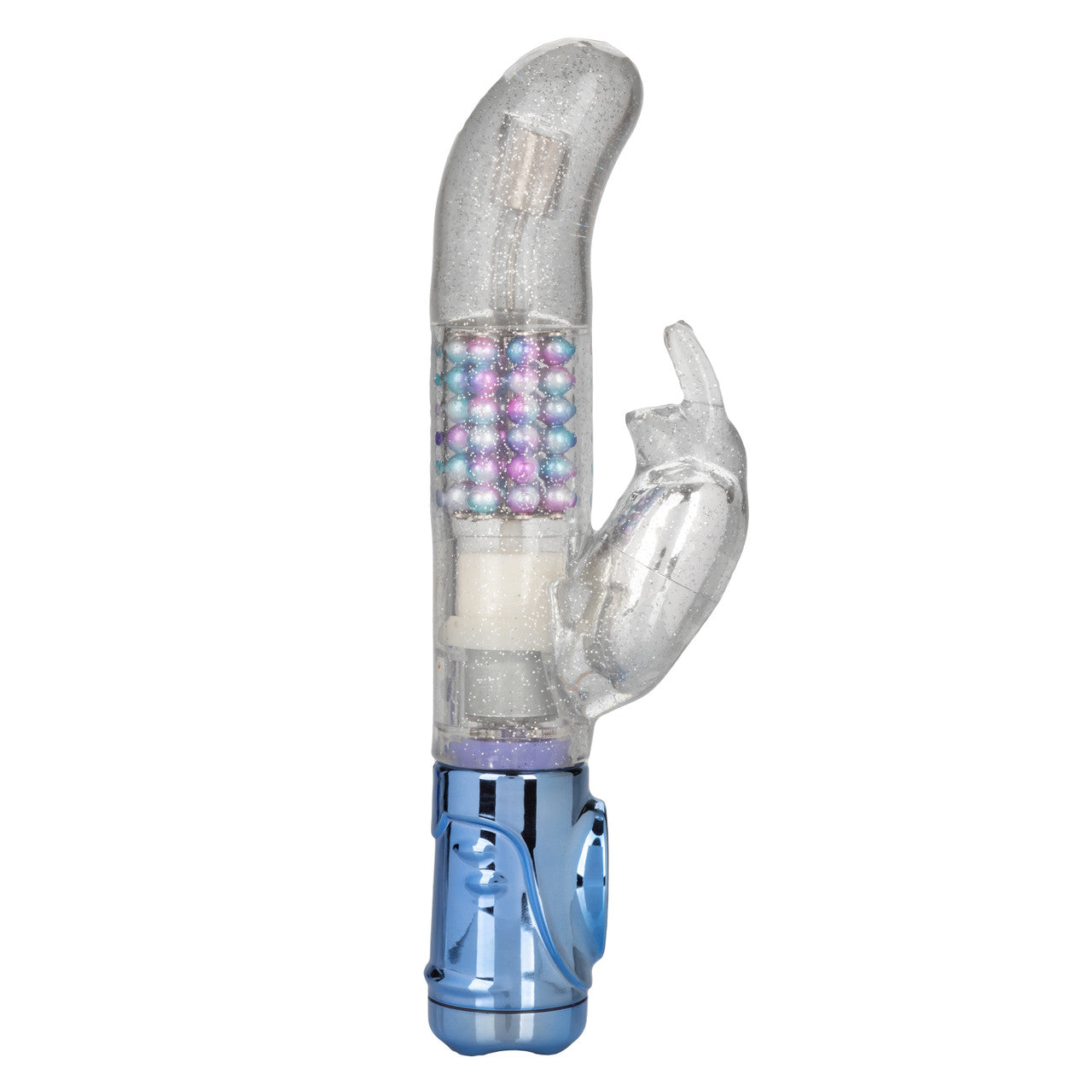 The Naughty Bits™ Party In My Pants™ Jack Rabbit® Vibrator - Multi-colored holographic rabbit vibrator with 10 vibration functions, rotating beads, and a waterproof design. Keywords: holographic rabbit vibrator, Naughty Bits Jack Rabbit, multi-colored waterproof vibrator, 10-function rabbit vibrator, rotating bead vibrator, clitoral teaser rabbit, 4-speed rotating vibrator, phthalate-free