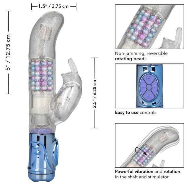 The Naughty Bits™ Party In My Pants™ Jack Rabbit® Vibrator - Multi-colored holographic rabbit vibrator with 10 vibration functions, rotating beads, and a waterproof design. Keywords: holographic rabbit vibrator, Naughty Bits Jack Rabbit, multi-colored waterproof vibrator, 10-function rabbit vibrator, rotating bead vibrator, clitoral teaser rabbit, 4-speed rotating vibrator, phthalate-free