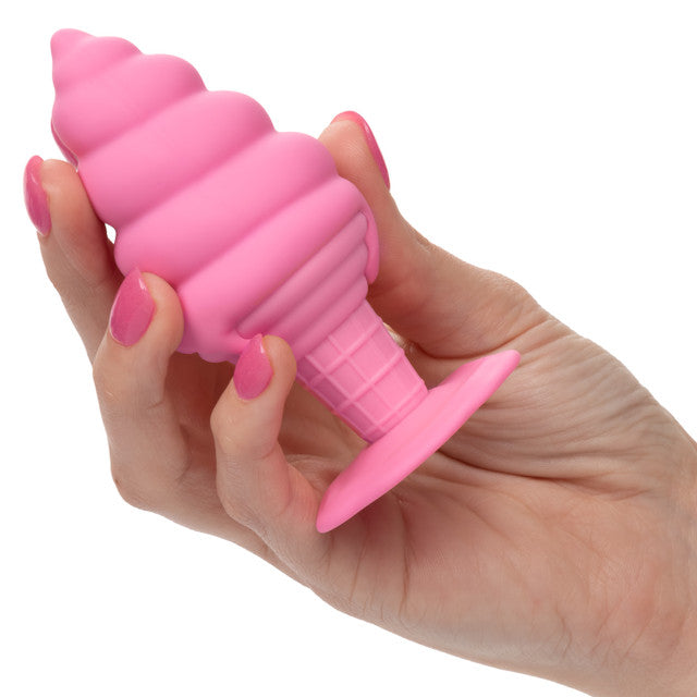 The Naughty Bits® Yum Bum™ Ice Cream Cone Butt Plug - Pink ice cream cone-shaped silicone butt plug with suction cup base, designed for playful, waterproof, and phthalate-free fun.
Keywords: ice cream butt plug, silicone butt plug, ice cream cone-shaped plug, Naughty Bits collection, pink silicone anal toy, suction cup butt plug, waterproof anal plug, phthalate-free butt plug, playful ana