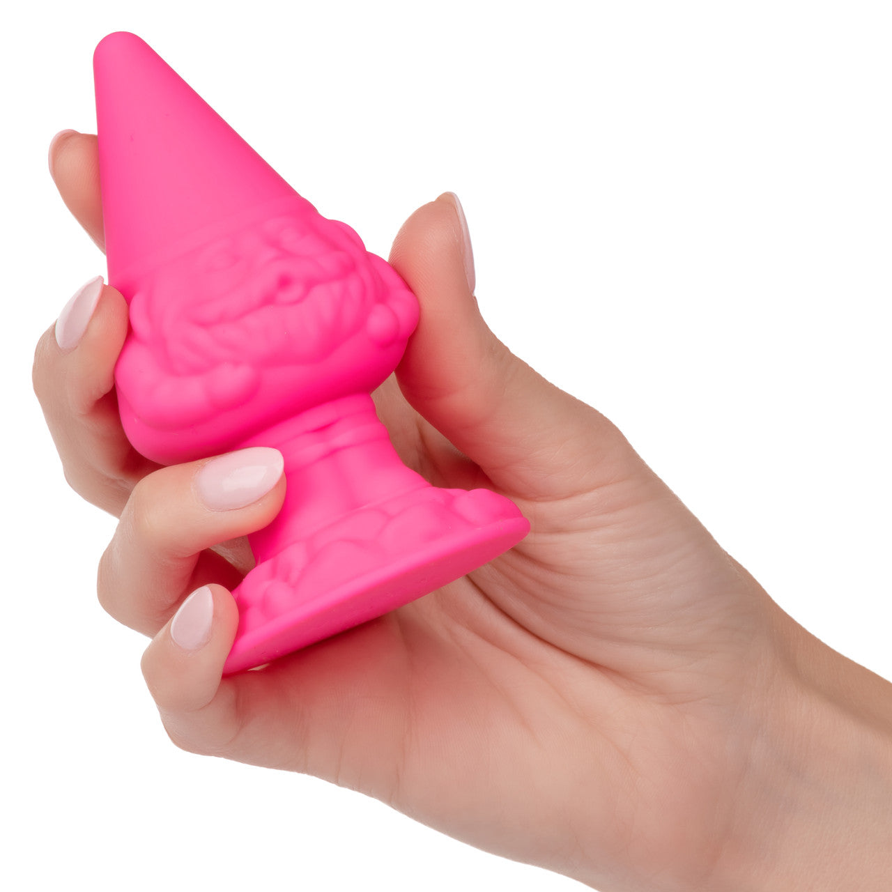 Pink silicone gnome-shaped butt plug with rippled texture, 2-inch girth, flanged base, and body-safe waterproof design.
Keywords: Naughty Bits Anal Gnome, gnome butt plug, pink silicone butt plug, textured anal plug, 2-inch girth anal toy, body-safe anal plug, waterproof butt plug, flanged base anal toy, whimsical anal plug, playful silicone plug.