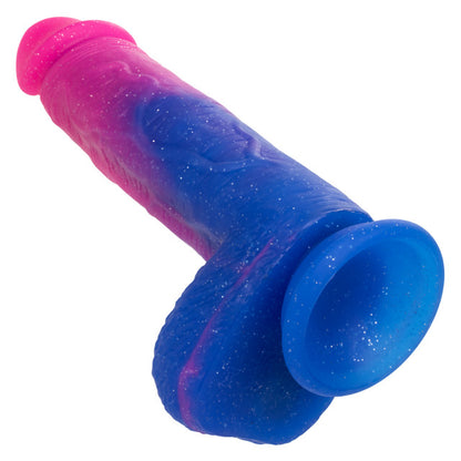 Pink and blue glitter ombré vibrating dildo with suction cup base, 10 vibration functions, and real-feel silicone shaft.
Keywords: vibrating dildo, glitter dildo, XL vibrating dildo, real-feel silicone dildo, suction cup vibrator, waterproof dildo, Naughty Bits collection, pink and blue ombré dildo, 10-function vibrator, rechargeable glitter dildo.