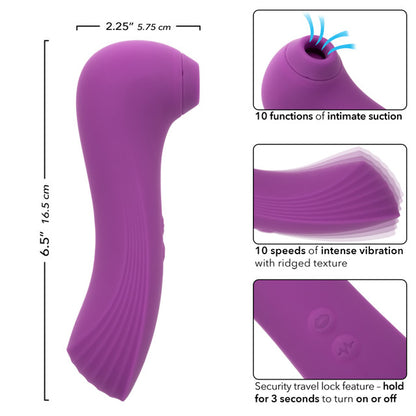 Purple dual-ended pleasure wand with 10 suction functions, 10 vibration speeds, and waterproof silicone design.
Keywords: dual pleasure wand, Couture Collection, silicone massager, waterproof vibrator, suction and vibration toy, USB rechargeable wand, luxury adult toy, customizable massager, IPX7 waterproof, dual-ended wand