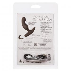 Anal Toys Rechargeable Curved Probe Silicone Anal Stimulator featuring a soft silicone design, comfortable curve for precise stimulation, and 10 vibration modes including pulsation and escalation. Waterproof (IPX7) for shower or bath play, USB rechargeable with a 1-hour charge delivering up to 55 minutes of enjoyment. Includes a memory chip to resume your last-used setting and a travel lock for discreet portability. Perfect for solo or partnered adventures!