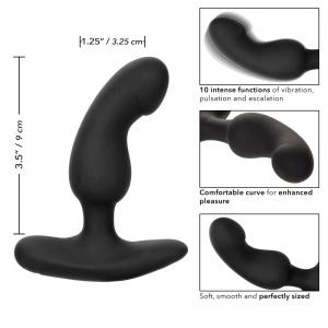 Anal Toys Rechargeable Curved Probe Silicone Anal Stimulator featuring a soft silicone design, comfortable curve for precise stimulation, and 10 vibration modes including pulsation and escalation. Waterproof (IPX7) for shower or bath play, USB rechargeable with a 1-hour charge delivering up to 55 minutes of enjoyment. Includes a memory chip to resume your last-used setting and a travel lock for discreet portability. Perfect for solo or partnered adventures!