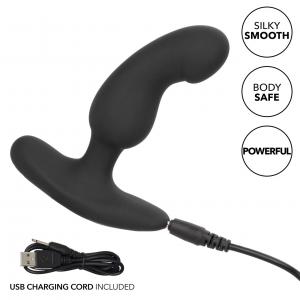 Anal Toys Rechargeable Curved Probe Silicone Anal Stimulator featuring a soft silicone design, comfortable curve for precise stimulation, and 10 vibration modes including pulsation and escalation. Waterproof (IPX7) for shower or bath play, USB rechargeable with a 1-hour charge delivering up to 55 minutes of enjoyment. Includes a memory chip to resume your last-used setting and a travel lock for discreet portability. Perfect for solo or partnered adventures!