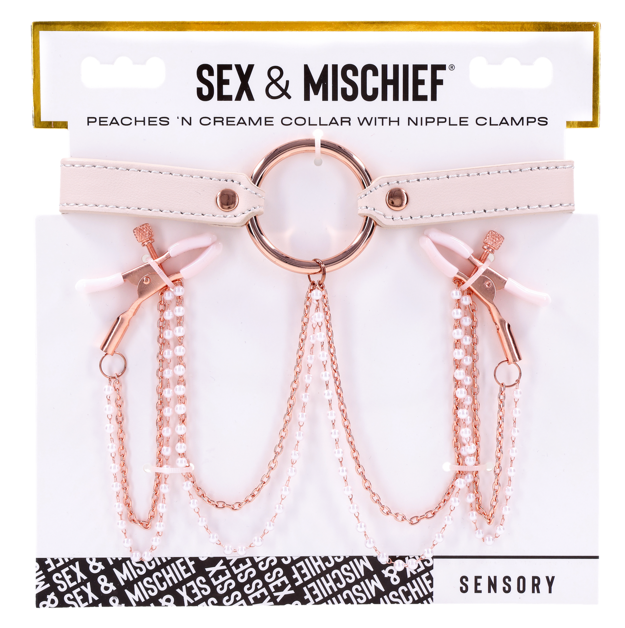 Peaches 'N Creame Collar with Nipple Clamps | Sex & Mischief by Sportsheets