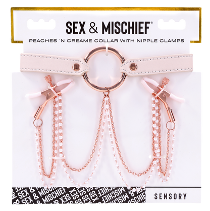 Peaches 'N Creame Collar with Nipple Clamps | Sex & Mischief by Sportsheets