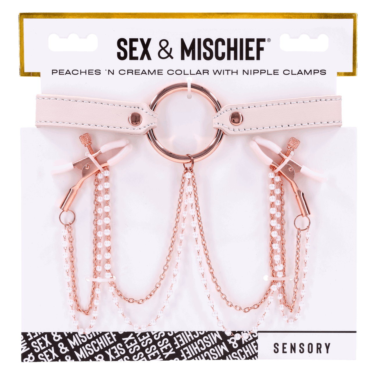 Peaches 'N Creame Collar with Nipple Clamps | Sex & Mischief by Sportsheets