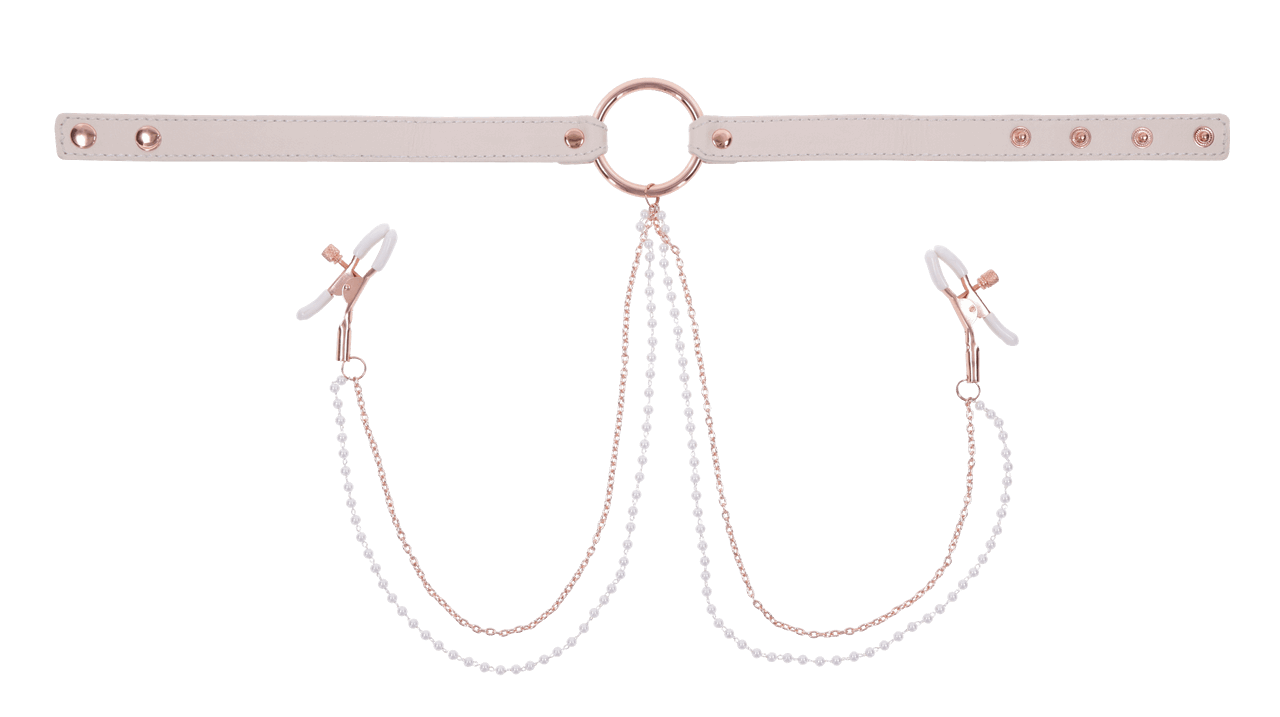 Peaches 'N Creame Collar with Nipple Clamps | Sex & Mischief by Sportsheets