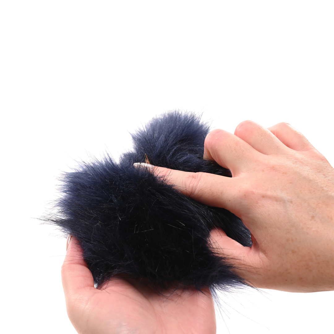 Cougar Spiked Sensory Glove with royal blue faux fur and hidden gold spikes for thrilling and sensual touch play