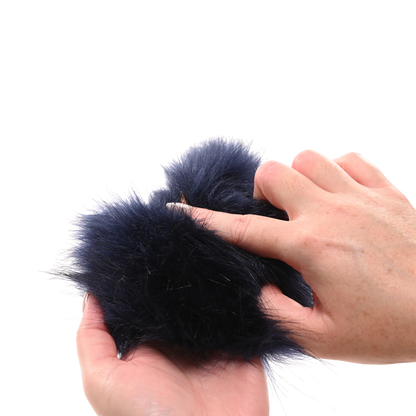 Cougar Spiked Sensory Glove with royal blue faux fur and hidden gold spikes for thrilling and sensual touch play