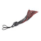 Vegan leather Saffron Finger Flogger with 40 scarlet and black falls, designed for precise and playful impact. Keywords: saffron finger flogger, vegan leather flogger, faux leather flogger, BDSM flogger, scarlet and black flogger, kink flogger, finger loop flogger, lightweight flogger, impact play flogger, sensual flogging tool, Sportsheets flogger, cruelty-free BDSM gear. 