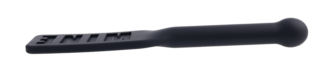 Edge® Silicone Paddle with 'MINE' imprint, flexible silicone head, metal-reinforced handle, and insertable design for BDSM play.