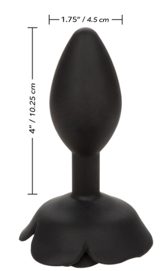 Forbidden™ Small Rose Anal Plug in black, featuring body-safe silicone, tapered design, sturdy base, and waterproof construction for safe and stylish anal pleasure.

small anal plug, beginner anal toy, body-safe silicone anal plug, waterproof anal plug, tapered anal plug, elegant anal toy, rose-themed anal plug, black silicone plug, anal plug with base