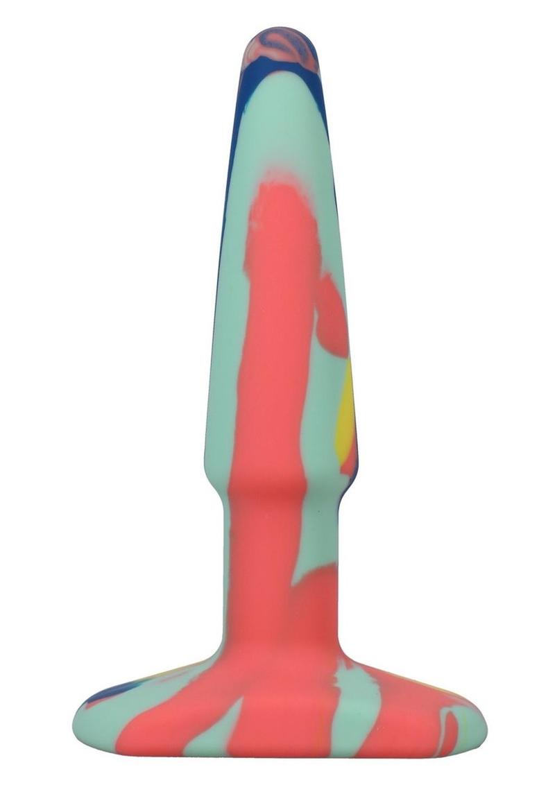 A-Play Groovy Silicone Anal Plug - Orange/Teal - 4in