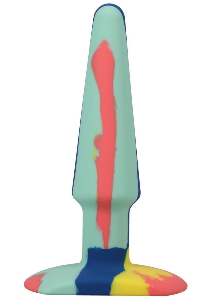 A-Play Groovy Silicone Anal Plug - Orange/Teal - 5in