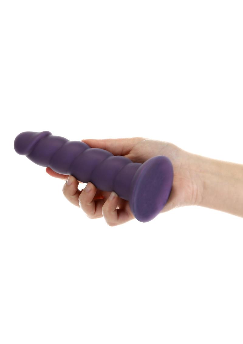 Addiction Fantasy Unicorn Silicone Dildo - Purple - 7in Addiction Fantasy dildos in pink, blue, and purple hues, each with ribbed textures, suction bases, and harness compatibility. Keywords: Addiction Fantasy dildo set, pink silicone dildo, blue ribbed dong, purple textured dildo, suction cup dildos, harness-compatible dildos, ribbed silicone dildos, beginner-friendly dildo set, premium silicone dildos, 3-piece dildo collection.