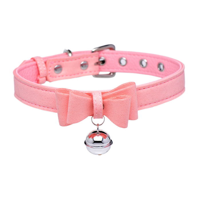 Pink Vegan Leather Sugar Kitty Cat Bell Collar | Master Series