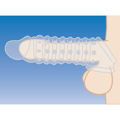 Penis enhancer sleeve collection adds length, girth, and stimulation with textured designs and phthalate-free TPR material.

