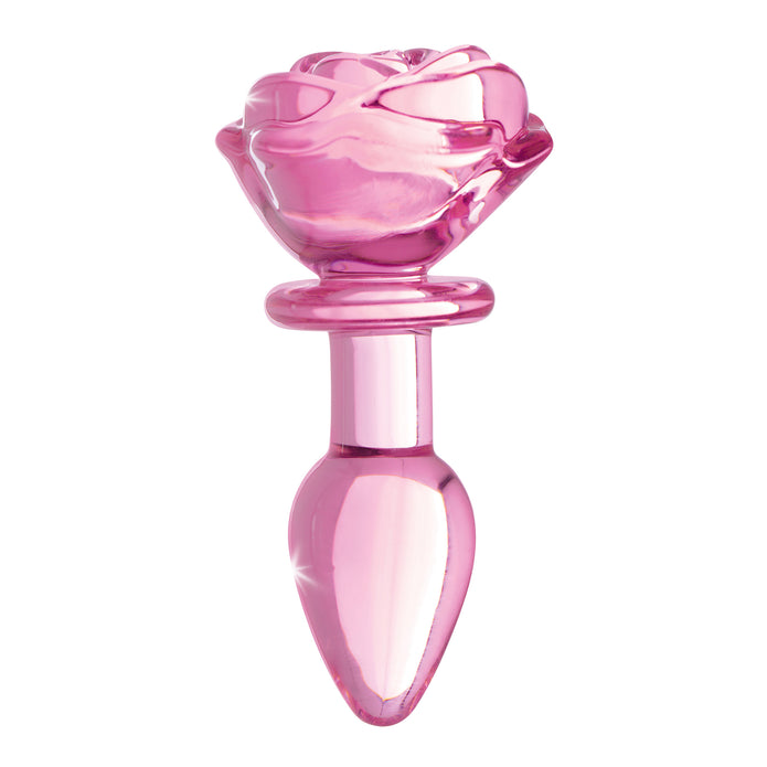 Pink Rose Glass Anal Butt Plug | Booty Sparks