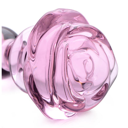 Pink Rose Glass Anal Butt Plug | Booty Sparks