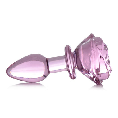 Pink Rose Glass Anal Butt Plug | Booty Sparks