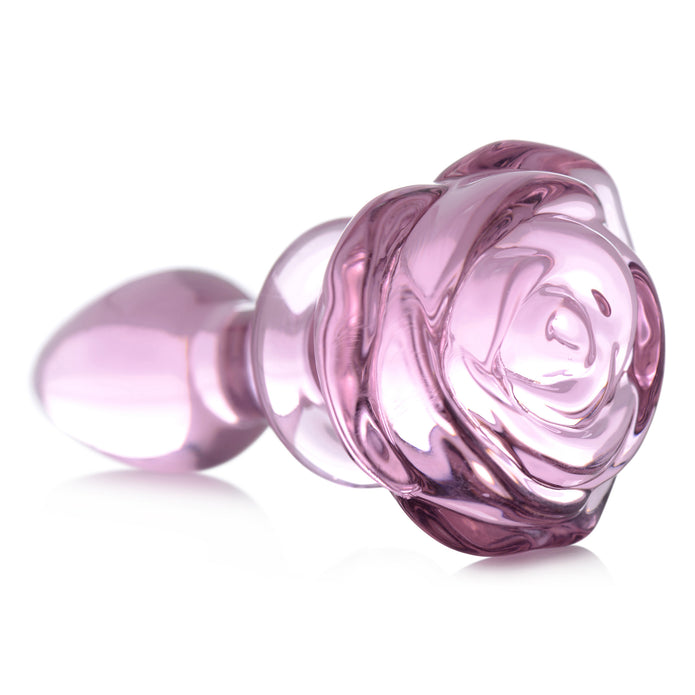 Pink Rose Glass Anal Butt Plug | Booty Sparks