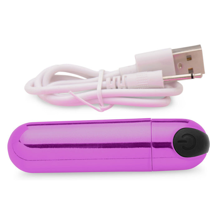 bullet vibrator, compact vibrator, small vibrator, discreet vibrator, metallic bullet vibrator, powerful bullet vibrator, 10 vibration patterns, USB rechargeable bullet, waterproof bullet vibrator, phthalate-free vibrator, beginner-friendly vibrator, travel-friendly vibrator, Bang! bullet vibrator, pink bullet vibrator, black bullet vibrator, purple bullet vibrator, blue bullet vibrator, pocket-sized vibrator, body-safe vibrator, silicone vibrator, ABS plastic vibrator, stocking stuffers, vibrating sex toy,