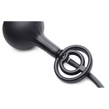 Black inflatable silicone anal plug with attached cock and ball ring, featuring rattling balls, a hand pump, and silky smooth, body-safe silicone material.
inflatable anal plug with cock ring, silicone anal plug with rattling balls, adjustable anal plug, cock and ball ring combo toy, anal and erection enhancer, phthalate-free anal plug, customizable inflatable anal toy, black silicone anal toy.