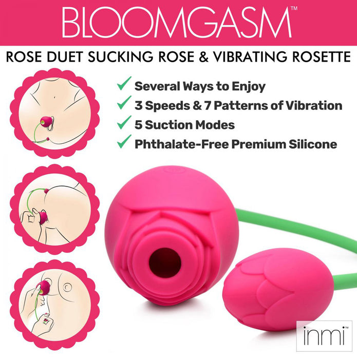 Bloomgasm Sucking Rose + Rosette Duet Air Pulse G-Spot Vibrator | Inmi