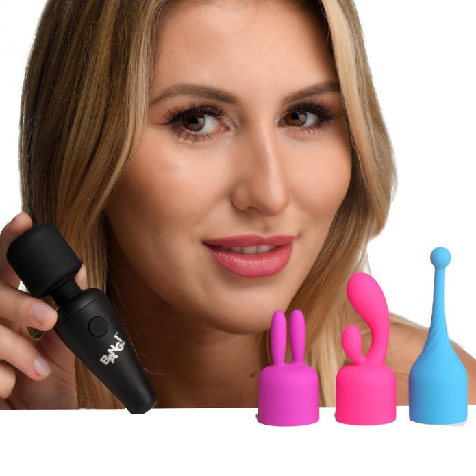 Mini wand vibrator with 3 speeds, 7 patterns, and three attachments for versatile pleasure.
Keywords: compact wand vibrator, travel-friendly vibrator, silicone wand with attachments, 3-speed wand vibrator, 7-pattern vibrator, pinpoint attachment wand, rabbit-style attachment wand, body-safe silicone vibrator, rechargeable mini wand, splashproof mini wand.