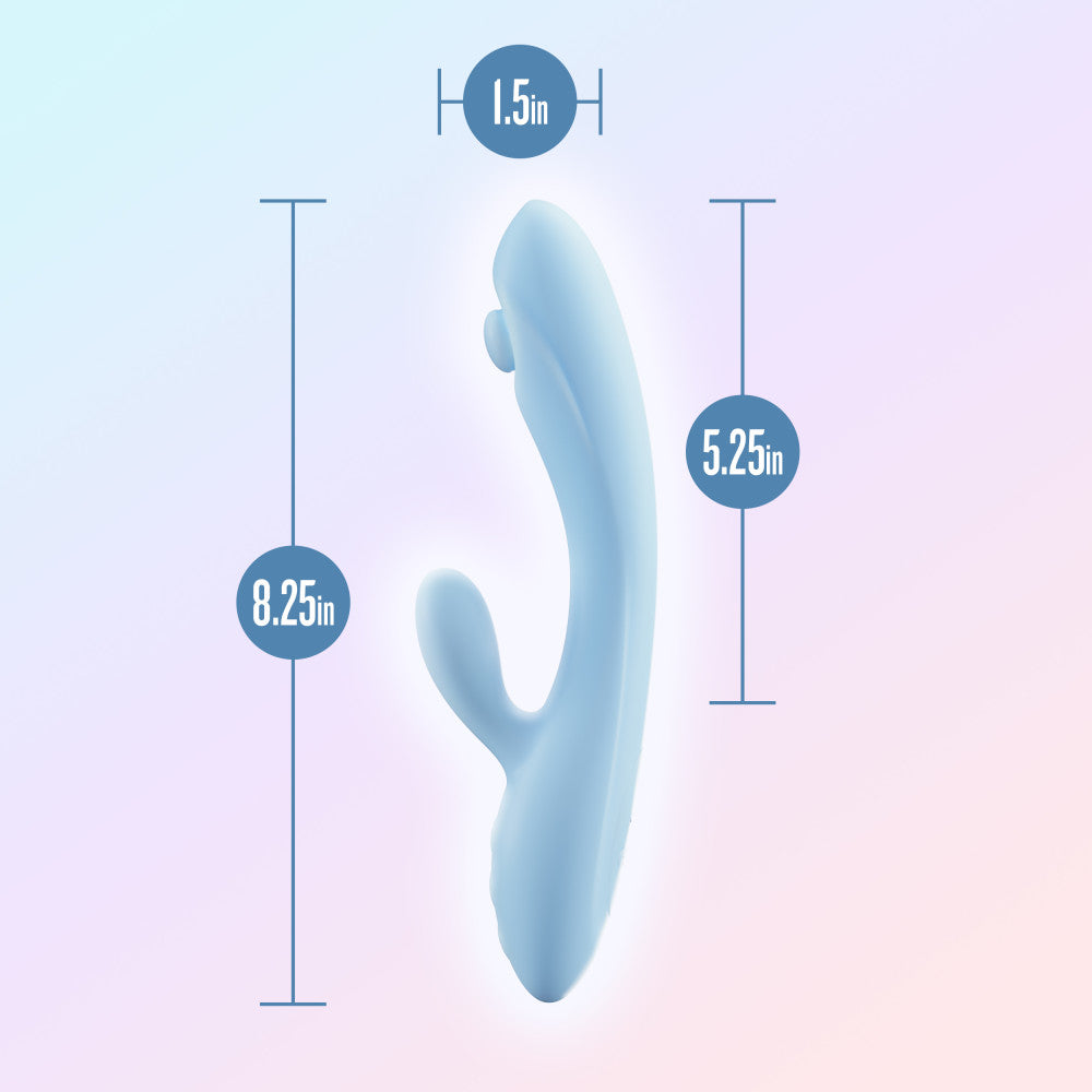 Moondust Magic - 8 Inch G Spot Clitoral Rabbit Vibrator - 10 Dual Vibration Modes - Soft Silicone - Blue | Play With Me By Blush®