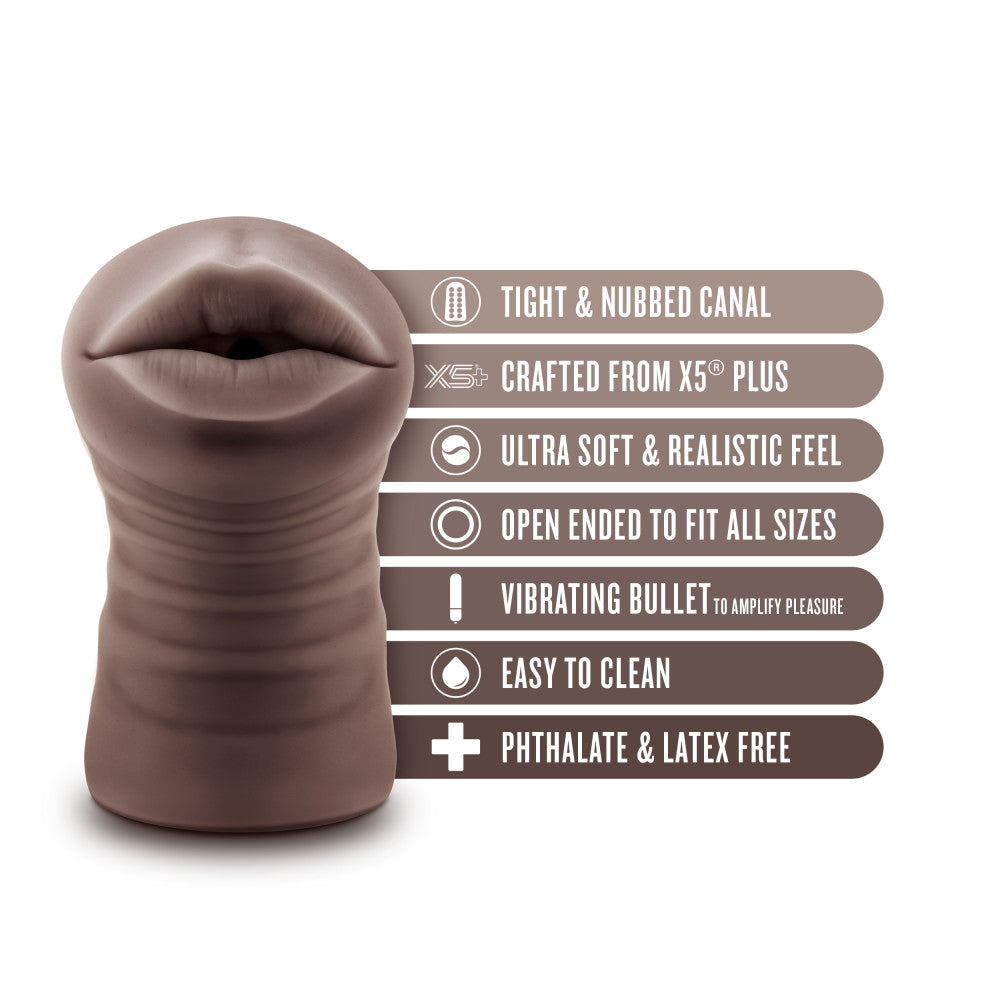 Brown male masturbator with a tight, nubbed canal, vibrating bullet, and lifelike X5® Plus material for intense sensations.

Keywords: male stroker, vibrating stroker, Krystal masturbator, tight canal stroker, vibrating bullet, X5® Plus material, open-ended masturbator, lifelike male toy, portable male stroker, realistic sensations, hybrid lube compatible, compact masturbator, AI-inspired sex toy