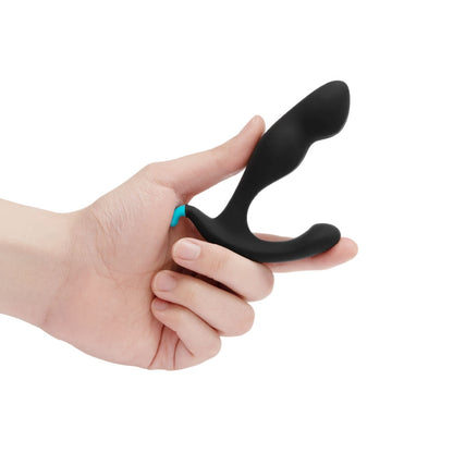 b-Vibe Rocker Plug: Weighted P-spot plug with angled head, rockable base, and external tickler. Hypoallergenic and body-safe