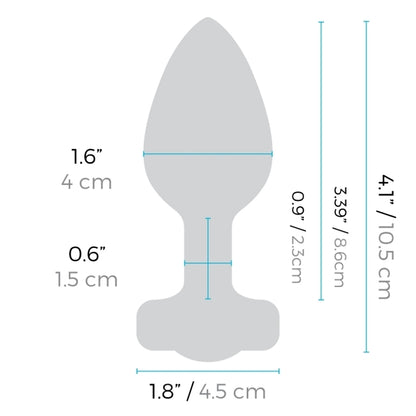 b-Vibe Vibrating Heart Plug with 15 vibration patterns, 6 intensity levels, body-safe silicone, heart-shaped jewel base, 30-foot remote range, and USB rechargeable design.

b-Vibe Vibrating Heart Plug, vibrating anal plug, heart-shaped anal plug, jewel anal plug, silicone anal plug, remote control anal toy, couples anal toy, rechargeable anal plug, body-safe anal plug, luxury anal toy