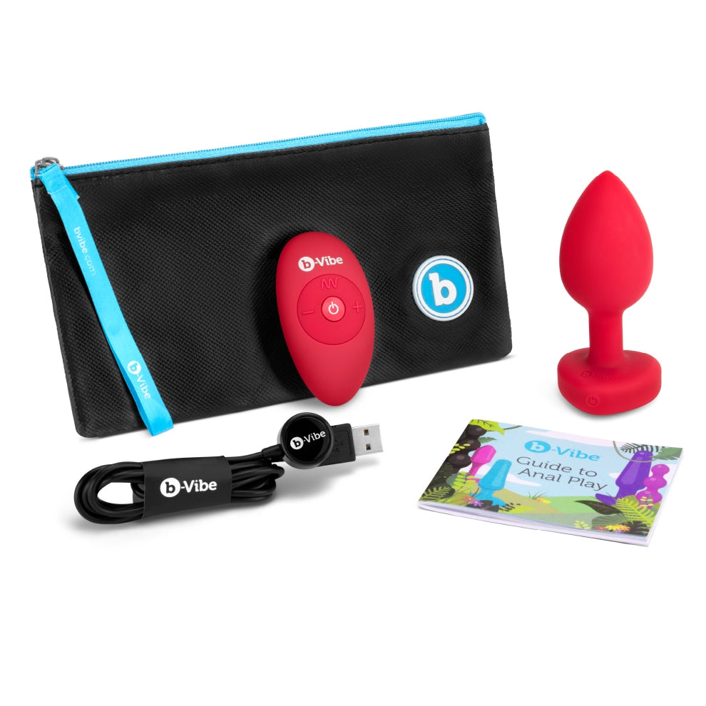 B-Vibe Vibrating Heart Shape Jewel Rechargeable Silicone Anal Plug with Remote